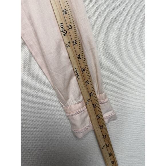 Loft Women’s Blouse Top Tunic M Pale Peach Long Sleeve Crochet Embroidered - Picture 10 of 13